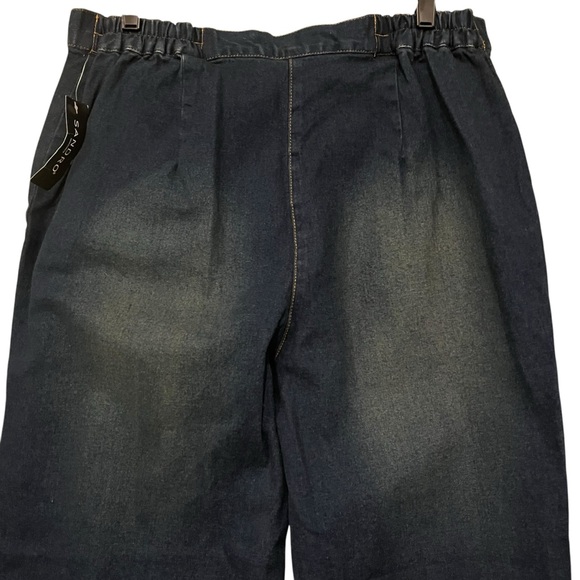 Sandro Sportswear Hi-Rise Wide Leg Cropped Jeans Mock Cuff Grommet Hem, Sz 1X - Picture 6 of 15